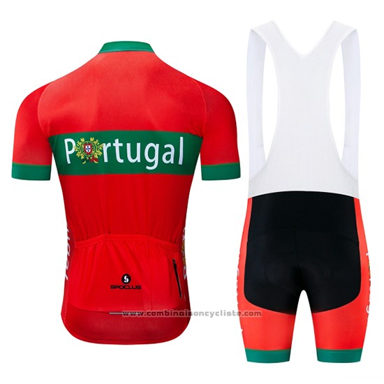 2019 Maillot Cyclisme Portugal Vert Rouge Manches Courtes et Cuissard